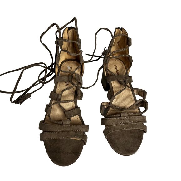 Madden Girl Loverrr Shoes Womens 8 M Tan Criss Cross Up Leg Heel Suede - Picture 5 of 12